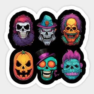 Scary Halloween Faces, Skulls and Pumpkins Sticker